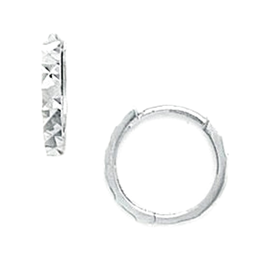 Jewelryweb 14k White Gold Diamond-cut Hinged Earrings - Measures 11x11mm at Sears.com