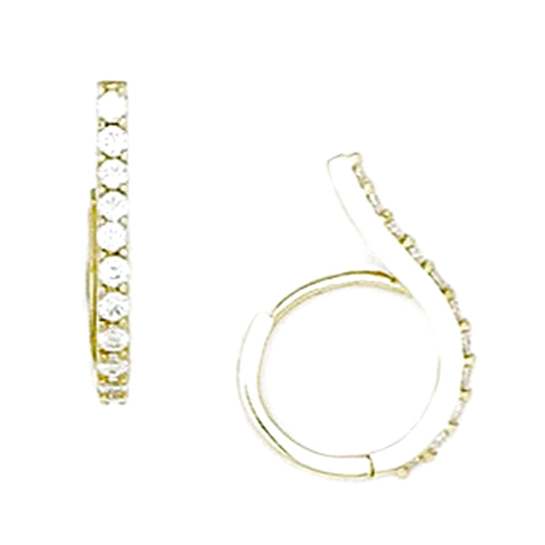 Jewelryweb 14k Yellow Gold CZ Fancy Hinged Earrings - Measures 17x12mm at Sears.com