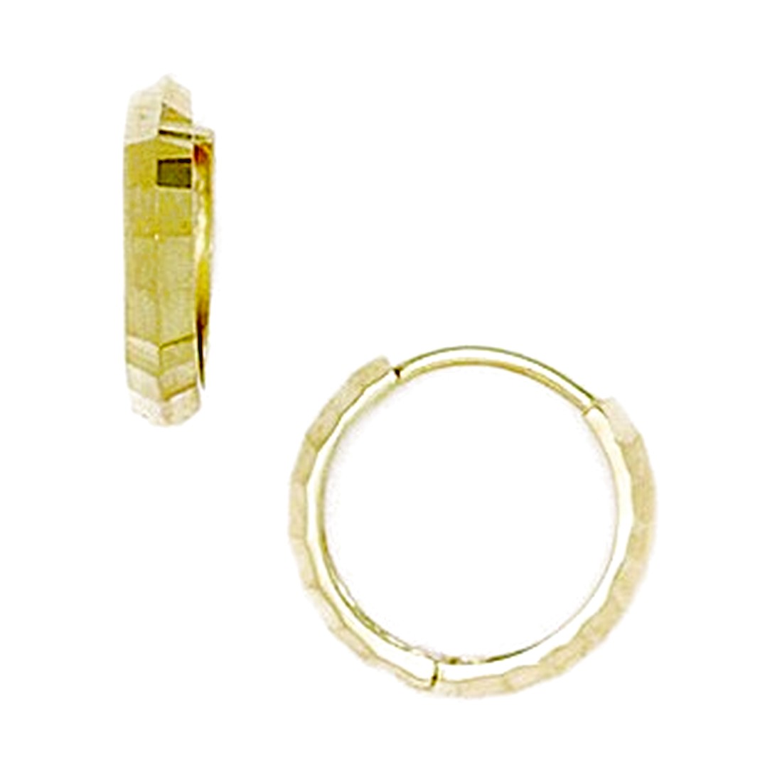 Jewelryweb 14k Yellow Gold Small Diamond-cut Hinged Earrings - Measures 13x14mm at Sears.com