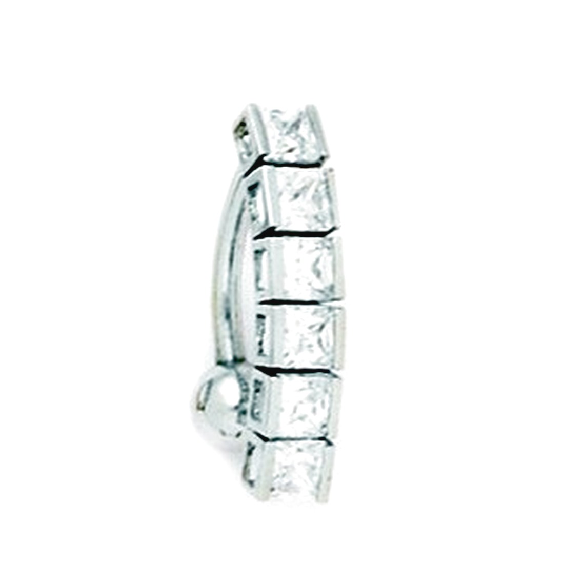 Jewelryweb 14k White Gold CZ 14 Gauge Fancy Body Jewelry Belly Ring - Measures 20x5mm at Sears.com