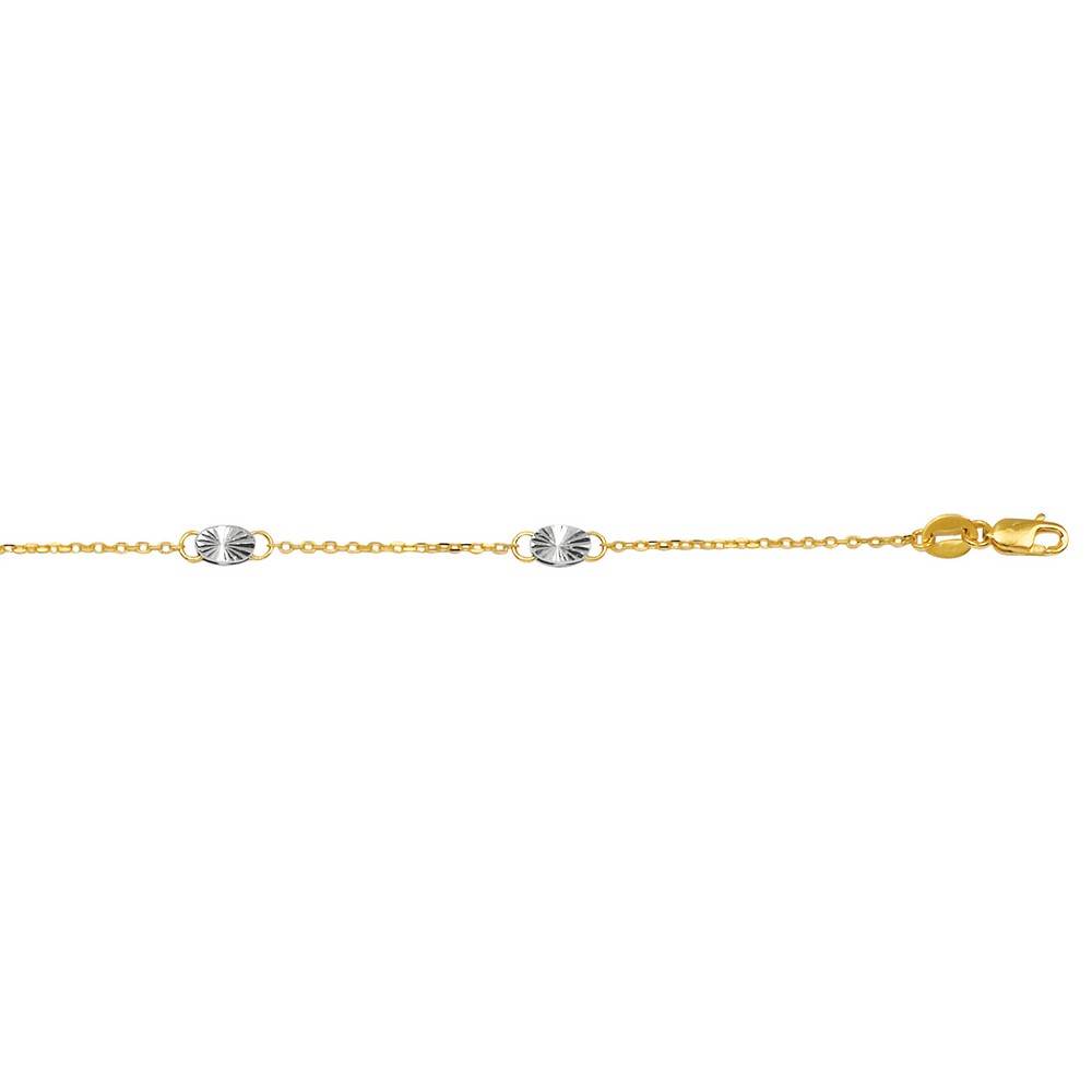 Jewelryweb 14k Gold Two-tone Diamond-cut Anklet - 10 Inch at Sears.com