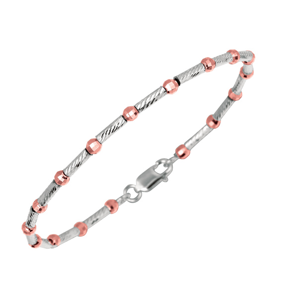 Jewelryweb Sterling Silver Rose Gold Plated Rhodium Plated Fancy Bangle Bracelet - 7.5 Inch at Sears.com
