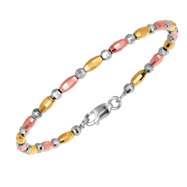 Jewelryweb Sterling Silver Gold Plated + Rhodium Plated Fancy Bangle Bracelet - 7.5 Inch at Sears.com