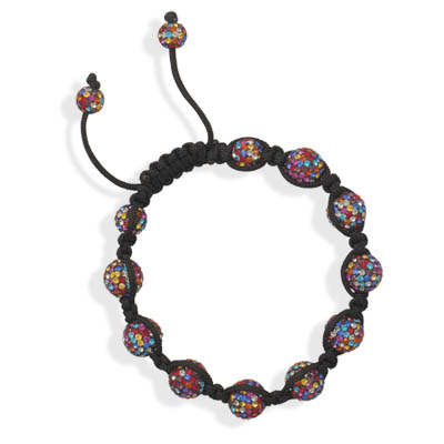 Jewelryweb Adj-able Blk Macrame Cord Nine 9.5mm Multi-clr Crystal Beads Four 7mm Multicolor Crystal Beads at Sears.com