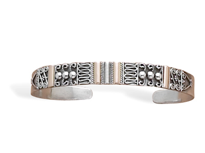 Jewelryweb 14 Karat Gold Plated and Sterling Silver Bali Cuff Bracelet at Sears.com