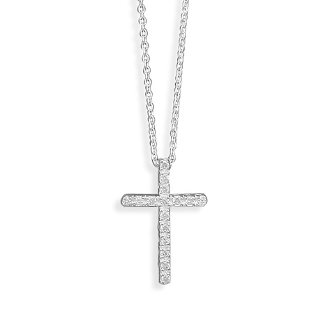 Jewelryweb Sterling Silver 16 Inch CZ Cross Necklace 1mm Wide Chain Lobster Clasp 22x15mm Cz Cross - 1.8mm Czs at Sears.com