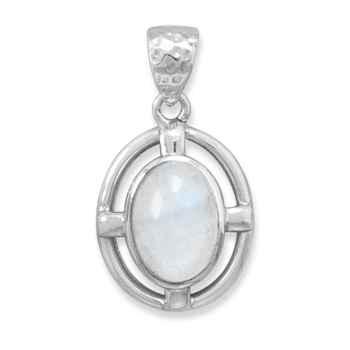 Jewelryweb Sterling Silver Cut Out Design Rainbow Moonstone Pendant With Hammered Bale Charm at Sears.com