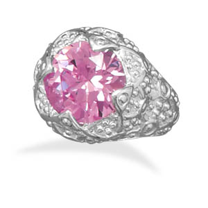 Jewelryweb Pink CZ Fashion Ring With Swirl Design Band Silver Plated Nickel Free And Lead Free - Size 9 at Sears.com