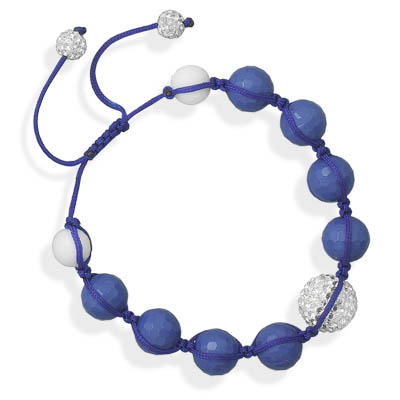 Jewelryweb Adj-able Blu Macrame Cord Eight 9.5mm Blue Plastic Beads Two 7.8mm Wht Beads a 12mm Crystal Bead at Sears.com