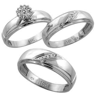 Sabrina Silver 10k White Gold Diamond Trio Engagement Wedding Ring Set for Him and Her 3-piece 7 mm & 5.5 ... Sabrina Silver 10k White Gold Diamond Trio Engagement Wedding Ring Set for Him and Her 3-piece 7 mm & 5.5 ...