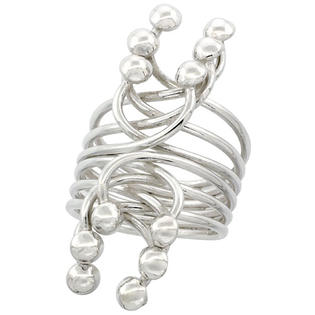 Sabrina Silver Sterling Silver Multiple Wire Wrap Horse shoe Shape with Half Ball Ends Ring Handmade, 1 9/16 inch Long Sabrina Silver Sterling Silver Multiple Wire Wrap Horse shoe Shape with Half Ball Ends Ring Handmade, 1 9/16 inch Long