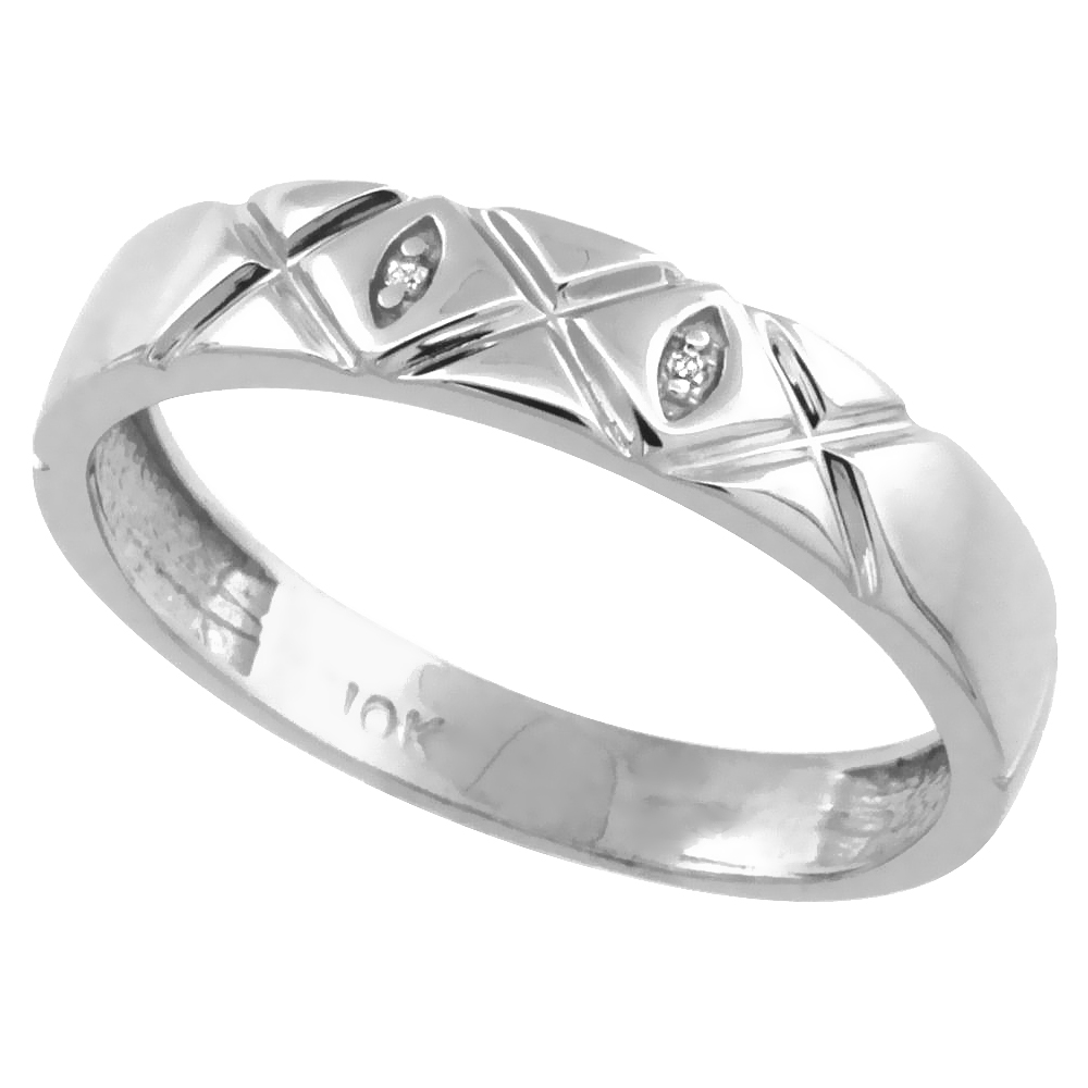 Sabrina Silver 10k White Gold Men"s Diamond Wedding Ring Band, w/ 0.013 Carat Brilliant Cut Diamonds, 3/16 in. (5mm) wide, size 11.5 at Sears.com