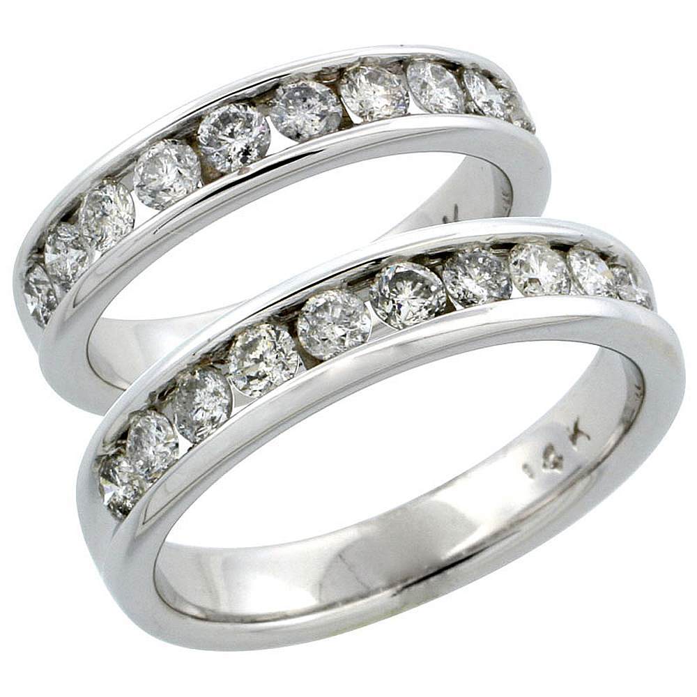 Sabrina Silver 14k White Gold 2-Piece His (5mm) & Hers (4.5mm) Diamond Wedding Ring Band Set w/ 1.48 Carat Brilliant Cut Diamonds; Ladies Size at Sears.com