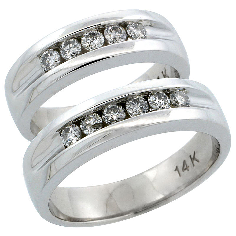 Sabrina Silver 14k White Gold 2-Piece His (5.5mm) & Hers (5.5mm) Diamond Wedding Ring Band Set w/ 0.66 Carat Brilliant Cut Diamonds; Ladies Siz at Sears.com