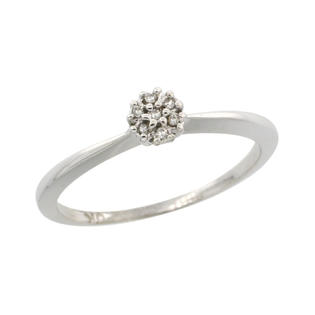 Sabrina Silver 10k White Gold Flower Cluster Diamond Engagement Ring w/ 0.022 Carat Brilliant Cut Diamonds, 3/16 in. (5mm) wide Sabrina Silver 10k White Gold Flower Cluster Diamond Engagement Ring w/ 0.022 Carat Brilliant Cut Diamonds, 3/16 in. (5mm) wide
