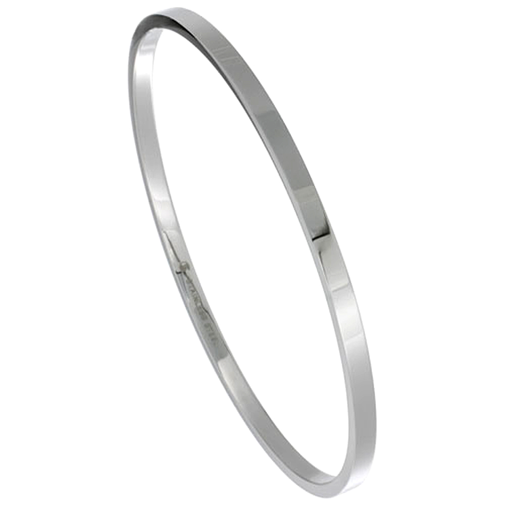 Sabrina Silver Stainless Steel 3 mm Flat Slip on Bangle Bracelet Seamless Stackable, sizes 7 - 8 Sabrina Silver Stainless Steel 3 mm Flat Slip on Bangle Bracelet Seamless Stackable, sizes 7 - 8
