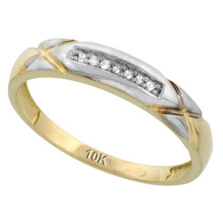 Sabrina Silver 10k Yellow Gold Mens Diamond Wedding Band Ring 0.04 cttw Brilliant Cut, 3/16 inch 4mm wide Sabrina Silver 10k Yellow Gold Mens Diamond Wedding Band Ring 0.04 cttw Brilliant Cut, 3/16 inch 4mm wide