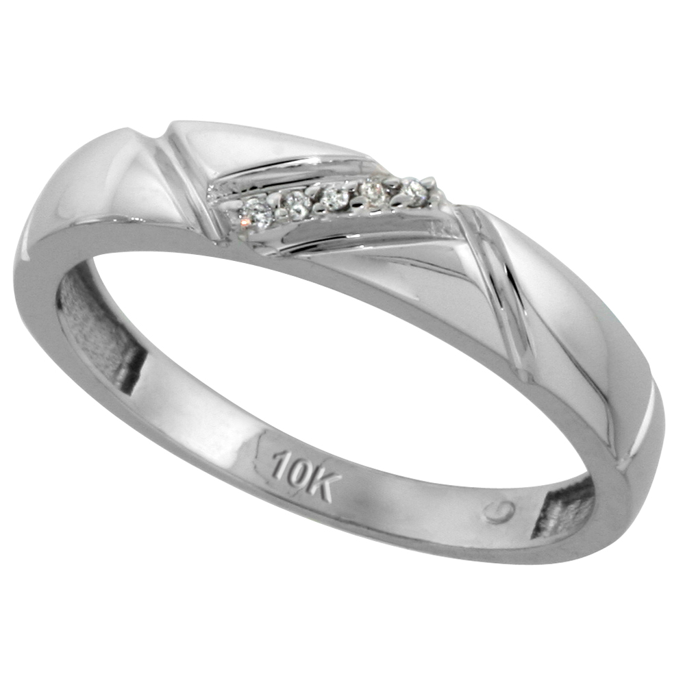 Sabrina Silver 10k White Gold Mens Diamond Wedding Band Ring 0.03 cttw ...