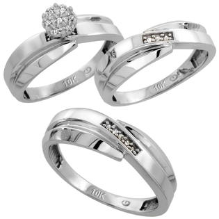 Sabrina Silver 10k White Gold Diamond Trio Engagement Wedding Ring Set for Him and Her 3-piece 7 mm & 6 ... Sabrina Silver 10k White Gold Diamond Trio Engagement Wedding Ring Set for Him and Her 3-piece 7 mm & 6 ...