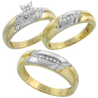 Sabrina Silver 10k Yellow Gold Diamond Trio Engagement Wedding Ring Set for Him and Her 3-piece 6 mm & 5.5 ... Sabrina Silver 10k Yellow Gold Diamond Trio Engagement Wedding Ring Set for Him and Her 3-piece 6 mm & 5.5 ...