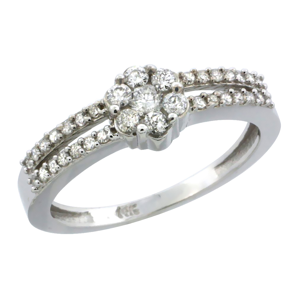 Sabrina Silver 14k White Gold Flower Cluster Diamond Engagement Ring w/ 0.37 Carat Brilliant Cut Diamonds, 1/4 in. (6.5mm) wide Sabrina Silver 14k White Gold Flower Cluster Diamond Engagement Ring w/ 0.37 Carat Brilliant Cut Diamonds, 1/4 in. (6.5mm) wide