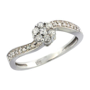 Sabrina Silver 14k White Gold Flower Cluster Diamond Engagement Ring w/ 0.28 Carat Brilliant Cut Diamonds, 1/4 in. (6mm) wide Sabrina Silver 14k White Gold Flower Cluster Diamond Engagement Ring w/ 0.28 Carat Brilliant Cut Diamonds, 1/4 in. (6mm) wide