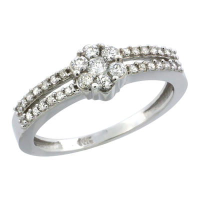 Sabrina Silver 10k White Gold Flower Cluster Diamond Engagement Ring w/ 0.37 Carat Brilliant Cut Diamonds, 1/4 in. (6.5mm) wide ... Sabrina Silver 10k White Gold Flower Cluster Diamond Engagement Ring w/ 0.37 Carat Brilliant Cut Diamonds, 1/4 in. (6.5mm) wide ...