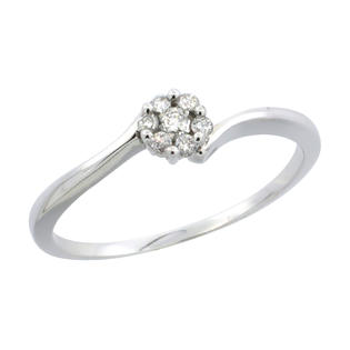 Sabrina Silver 10k White Gold Flower Cluster Diamond Engagement Ring w/ 0.12 Carat Brilliant Cut Diamonds, 3/16 in. (4.5mm) wide ... Sabrina Silver 10k White Gold Flower Cluster Diamond Engagement Ring w/ 0.12 Carat Brilliant Cut Diamonds, 3/16 in. (4.5mm) wide ...