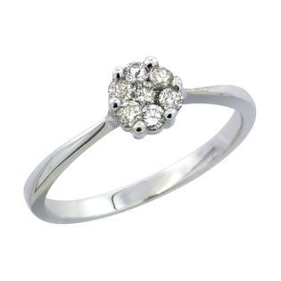 Sabrina Silver 10k White Gold Flower Cluster Diamond Engagement Ring w/ 0.26 Carat Brilliant Cut Diamonds, 1/4 in. (6mm) wide ... Sabrina Silver 10k White Gold Flower Cluster Diamond Engagement Ring w/ 0.26 Carat Brilliant Cut Diamonds, 1/4 in. (6mm) wide ...