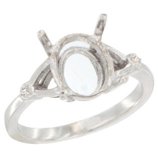 Sabrina Silver 10k White Gold Semi-Mount ( 10x8 mm ) Oval Stone Ring w/ 0.007 Carat Brilliant Cut Diamonds, 3/8 ... Sabrina Silver 10k White Gold Semi-Mount ( 10x8 mm ) Oval Stone Ring w/ 0.007 Carat Brilliant Cut Diamonds, 3/8 ...