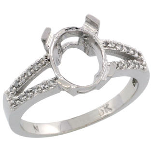 Sabrina Silver 10k White Gold Semi-Mount ( 10x8 mm ) Oval Stone Ring w/ 0.107 Carat Brilliant Cut Diamonds, 3/8 ... Sabrina Silver 10k White Gold Semi-Mount ( 10x8 mm ) Oval Stone Ring w/ 0.107 Carat Brilliant Cut Diamonds, 3/8 ...