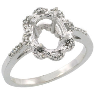 Sabrina Silver 10k White Gold Semi-Mount ( 9x7 mm ) Floral Oval Stone Ring w/ 0.107 Carat Brilliant Cut Diamonds, 1/2 in. ... Sabrina Silver 10k White Gold Semi-Mount ( 9x7 mm ) Floral Oval Stone Ring w/ 0.107 Carat Brilliant Cut Diamonds, 1/2 in. ...