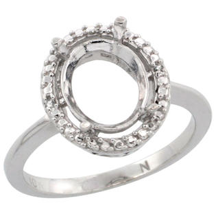 Sabrina Silver 10k White Gold Semi-Mount ( 10x8 mm ) Oval Stone Ring w/ 0.098 Carat Brilliant Cut Diamonds, 1/2 in. (13mm) ... Sabrina Silver 10k White Gold Semi-Mount ( 10x8 mm ) Oval Stone Ring w/ 0.098 Carat Brilliant Cut Diamonds, 1/2 in. (13mm) ...