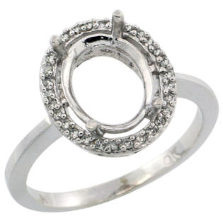 Sabrina Silver 10k White Gold Semi-Mount ( 10x8 mm ) Oval Stone Ring w/ 0.067 Carat Brilliant Cut Diamonds, 17/32 in. (13.5mm) ... Sabrina Silver 10k White Gold Semi-Mount ( 10x8 mm ) Oval Stone Ring w/ 0.067 Carat Brilliant Cut Diamonds, 17/32 in. (13.5mm) ...