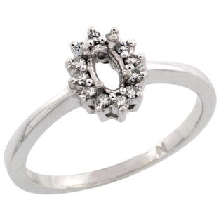 Sabrina Silver 10k White Gold Semi-Mount ( 5x3 mm ) Oval Stone Ring w/ 0.097 Carat Brilliant Cut Diamonds, 11/32 ... Sabrina Silver 10k White Gold Semi-Mount ( 5x3 mm ) Oval Stone Ring w/ 0.097 Carat Brilliant Cut Diamonds, 11/32 ...