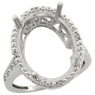 Sabrina Silver 10k White Gold Semi-Mount ( 18x13 mm ) Large Oval Stone Ring w/ 0.04 Carat Brilliant Cut Diamonds, 13/16 in. ... Sabrina Silver 10k White Gold Semi-Mount ( 18x13 mm ) Large Oval Stone Ring w/ 0.04 Carat Brilliant Cut Diamonds, 13/16 in. ...
