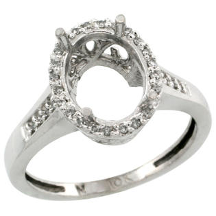 Sabrina Silver 10k White Gold Semi-Mount ( 10x8 mm ) Oval Stone Ring w/ 0.107 Carat Brilliant Cut Diamonds, 1/2 ... Sabrina Silver 10k White Gold Semi-Mount ( 10x8 mm ) Oval Stone Ring w/ 0.107 Carat Brilliant Cut Diamonds, 1/2 ...