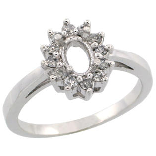 Sabrina Silver 10k White Gold Semi-Mount ( 6x4 mm ) Oval Stone Ring w/ 0.212 Carat Brilliant Cut Diamonds, 7/16 ... Sabrina Silver 10k White Gold Semi-Mount ( 6x4 mm ) Oval Stone Ring w/ 0.212 Carat Brilliant Cut Diamonds, 7/16 ...