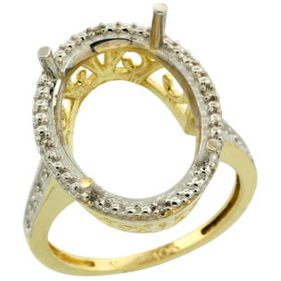 Sabrina Silver 10k Gold Semi-Mount ( 18x13 mm ) Large Oval Stone Ring w/ 0.04 Carat Brilliant Cut Diamonds, 13/16 in. (21mm) ... Sabrina Silver 10k Gold Semi-Mount ( 18x13 mm ) Large Oval Stone Ring w/ 0.04 Carat Brilliant Cut Diamonds, 13/16 in. (21mm) ...