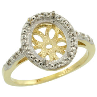 Sabrina Silver 10k Gold Semi-Mount ( 10x8 mm ) Oval Stone Ring w/ 0.027 Carat Brilliant Cut Diamonds, 1/2 in. (13mm) wide ... Sabrina Silver 10k Gold Semi-Mount ( 10x8 mm ) Oval Stone Ring w/ 0.027 Carat Brilliant Cut Diamonds, 1/2 in. (13mm) wide ...