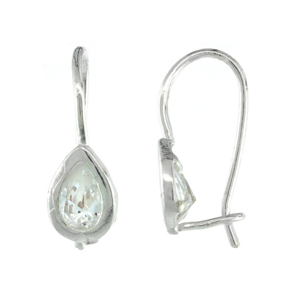 Sabrina Silver Sterling Silver 7x4mm Pear Shape CZ Teardrop Hook Earrings 3/4 in. (19 mm) tall at Sears.com