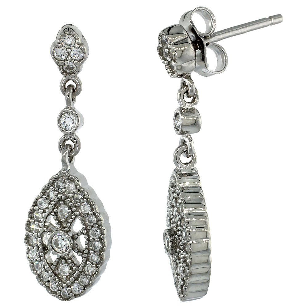 Sabrina Silver Sterling Silver Marquise Shape Dangle Earrings w/ Brilliant Cut CZ Stones, 1 1/16 in. (26 mm) tall at Sears.com