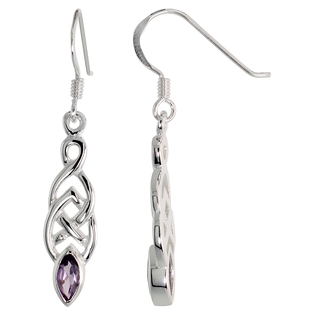 Sabrina Silver Sterling Silver Celtic Knot Earrings w/ Natural Amethyst, 1 1/2 inch long at Sears.com