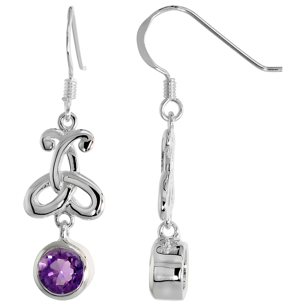 Sabrina Silver Sterling Silver Celtic Large Motherhood Symbol Earrings w/ Natural Amethyst, 1 3/8 inch (35 mm) long at Sears.com