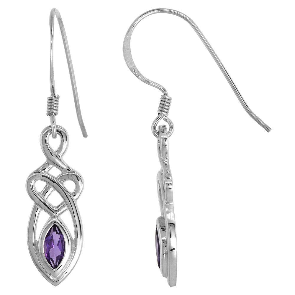 Sabrina Silver Sterling Silver Celtic Motherhood Knot Earrings w/ Natural Amethyst, 1 1/4 inch (30 mm) long at Sears.com