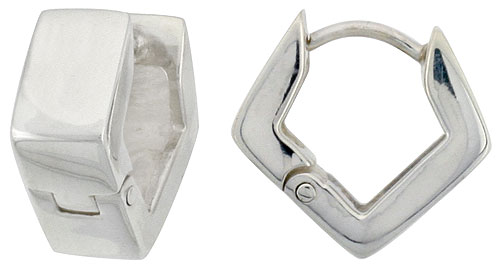 Sabrina Silver Sterling Silver Flawlessly Finished Huggie Earrings Diamond Shape, 9/16" tall at Sears.com