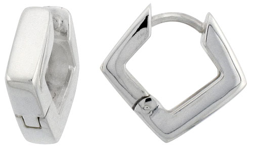Sabrina Silver Sterling Silver Flawlessly Finished Huggie Earrings Diamond Shape, 9/16" tall at Sears.com
