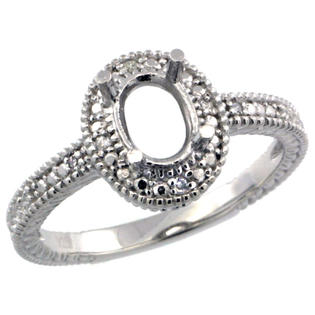 Sabrina Silver Sterling Silver Vintage Style Semi-Mount (7x5 mm) Oval Stone Ring w/ 0.04 Carat Brilliant Cut Diamonds(Available in ... Sabrina Silver Sterling Silver Vintage Style Semi-Mount (7x5 mm) Oval Stone Ring w/ 0.04 Carat Brilliant Cut Diamonds(Available in ...