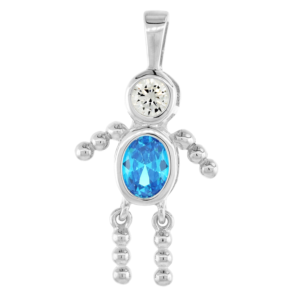 Sabrina Silver Sterling Silver December Birthstone Baby Brat Boy Pendant w/ Blue Topaz Color Cubic Zirconia at Sears.com
