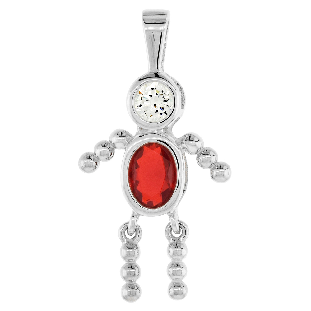 Sabrina Silver Sterling Silver July Birthstone Baby Brat Boy Pendant w/ Ruby Color Cubic Zirconia at Sears.com